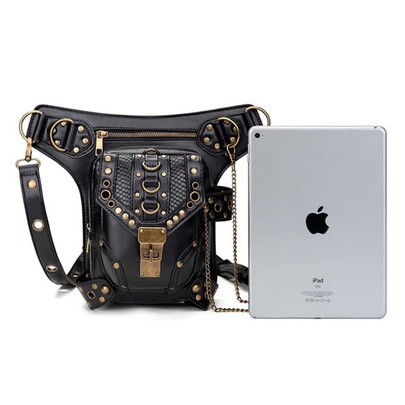 🍒 POUCH BAG LEATHER CROSSBODY MULTPURPOSE PURSE UTLITY BELT FANNY PACK CHAIN - Picture 9 of 16